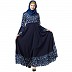 Printed frilled abaya- Navy Blue Printed frilled abaya- Navy Blue